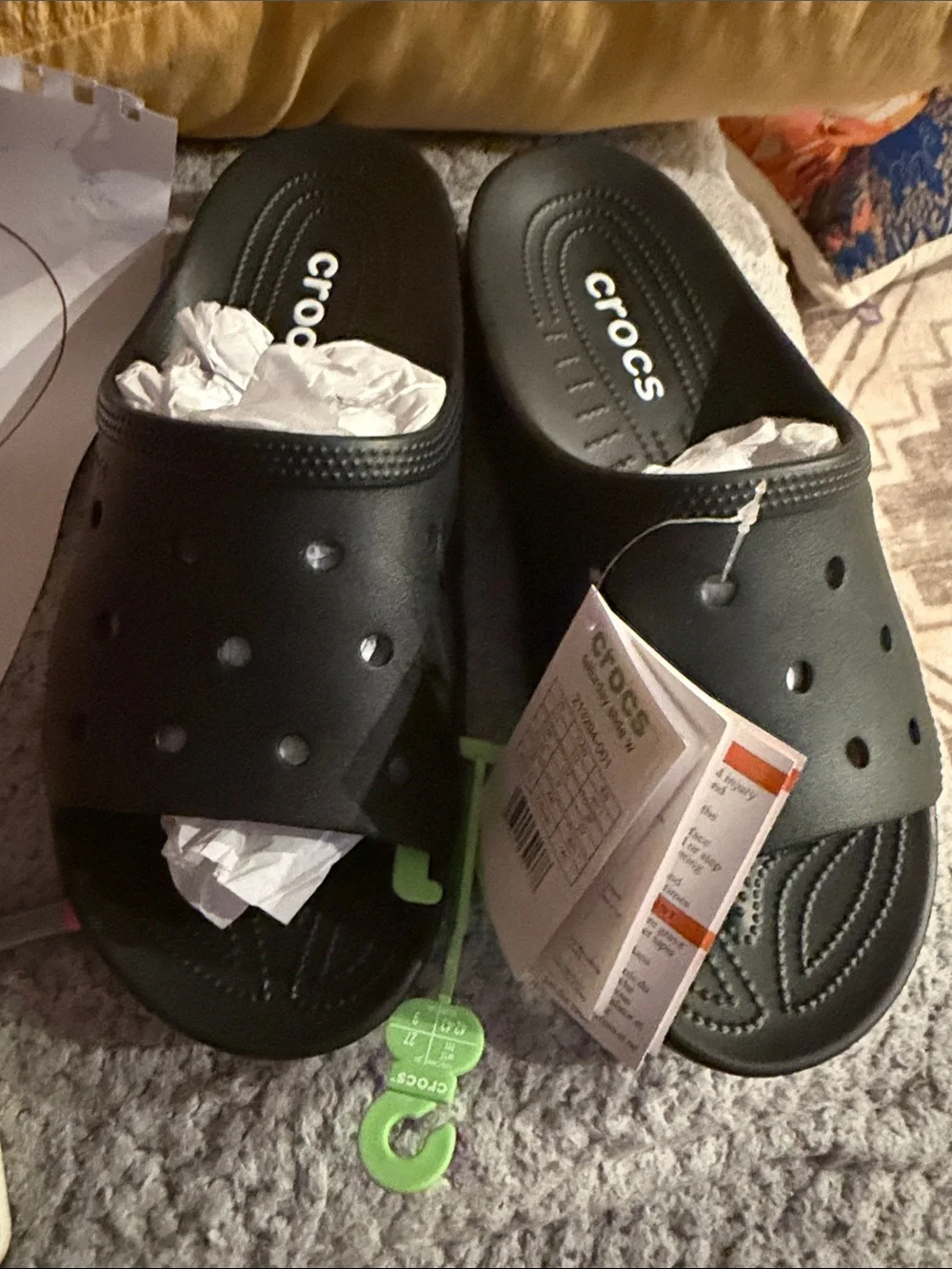 NWT Size W 11 CROCS Black Slide Sandals